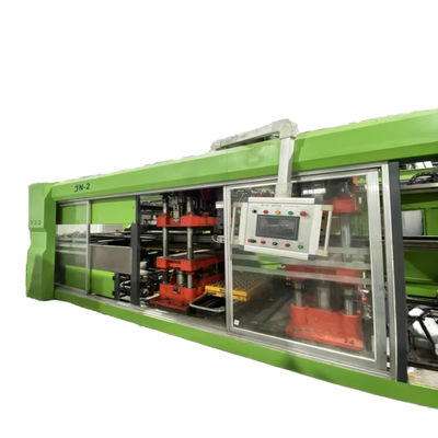 Mesin thermoforming plastik bekas yang sepenuhnya otomatis untuk membentuk, memotong dan menumpuk tekanan positif dan negatif